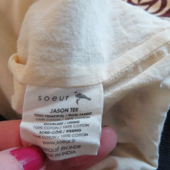 SOEUR Leaf Printed Cotton Bomber Chore Jacket Abstract Minimalist Sz 36 / US S - Picture 15 of 15